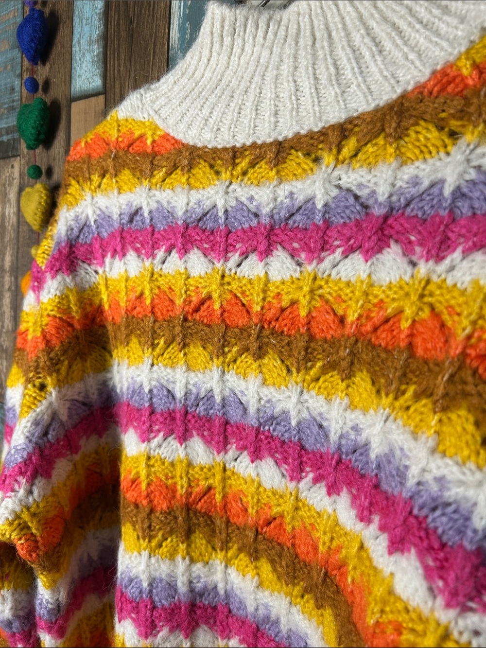 Zara Multicolor crotched Striped Cowl Neck Sweater - Picture 12 of 14